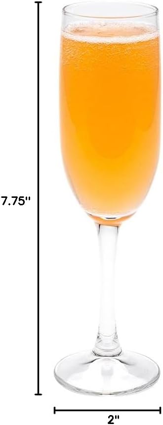 Restaurantware Cascata 6 Ounce Champagne Flutes Set Of 6 Tempered Champagne Glasses - Chip-Resistant Fine-Blown Glass Wine Flutes Dishwasher-Safe For Champagne Mimosas or Cocktails