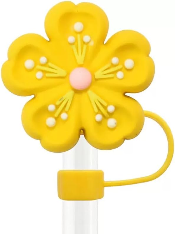 10Pcs Flowers Straw Topper for Stanley Straw Cap Accessories Cute Floral Designs Spring Silicone Straws Tip Covers for Stanley Cups 10mm Dust-Proof Straws Lids Accessories for Women