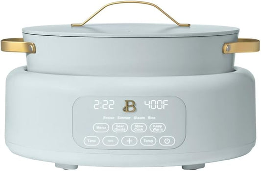 Beautiful 10-in-1 Electric Multi-Cooker, 6-Quart, Digital Display, Non-Stick Pot, One-Touch Control, 10 Cooking Functions (Hydrangea)