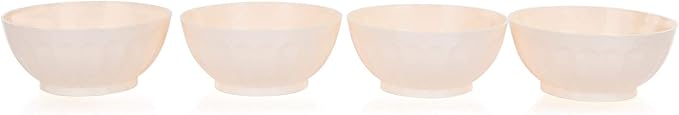 Mintra Unbreakable Plastic Bowl, CREAM 4pk - Large, 1.8L, 60oz, 7.75inW x 3.25inH - (Part Of A Set) - Salad, Snacks, Breakfast Cereal, Fruit, Popcorn, Soup, Colorful, Shatterproof, BPA Free
