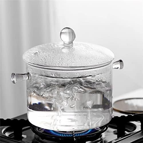 Clear Glass Simmer Pot for Stove Potpourri Cooking Saucepan with Cover Cookware Set Heat-Resistant Stovetop Pot And Pan with Lid, Soup, Milk, Baby Food,Fruit and Spices 1.5L/ 50 FL OZ