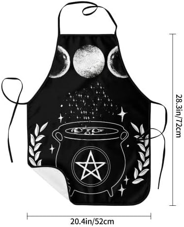 Wicca Star Pentagram Triple Moon Apron Theme Cooking Chef Work Shop Women Men Adult Girl Kid Weavers Baking Decorations Painting Bbq Grilling Kitchen Accessories Party Supplies
