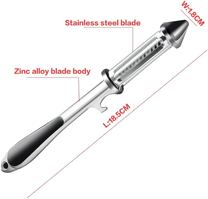 Zinc Alloy Kitchen Peeler Multi-Purpose Peeler For Fruits Vegetables And Various Foods Features Interchangeable Blades For Peeling Shredding Coring And Bottle Opening (A)