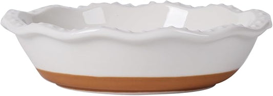 GDCZ Mini Pie Pan Set of 4, Ceramic Individual Stackable Pie Tins，Non-Stick Baking Bread Pan, Microwave and Dishwasher Safe, 5.8 Inch 8OZ, White/Brown