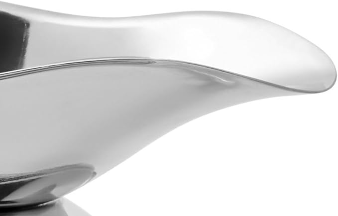 Soro Essentials- 16 oz. Stainless Steel Gravy Sauce Boat Gadroon Base with Loop Handle Set of 2- Restaurant Gravy Boat Dripless Lip Spout Serving Dish Gravy Bowl for Sauces Gravy Salad Dressings Milk