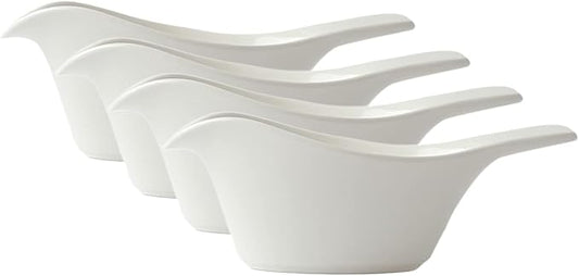 Sizikato 4pcs Bird-Shaped Pure White Porcelain Easy Pour Gravy Sauce Boat Creamer Pitcher. 5 Oz