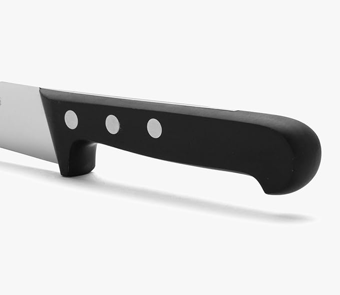 Arcos 7 Inch Kitchen Knife. Stainless Steel and Polyoxymethylene (POM) Black Handle. Series Universal