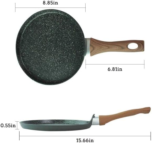 LECOOKING Nonstick Crepe Pan, 8.5 Inch Griddle Pan, Fry Pans for Cooking Eggs, Omelettes, and More - Non-Stick Marble Coating Skillet Induction Compatible