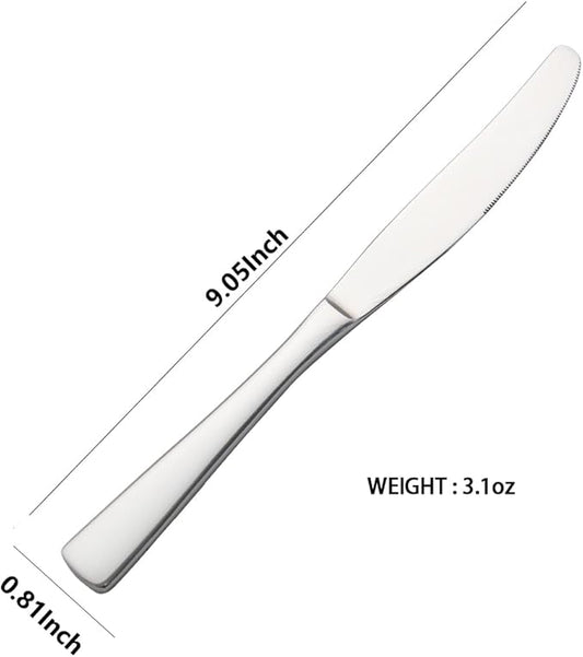 Butter Knife, Dinner Knife, Stainless Steel 4 Pieces Set knives,Square Handle