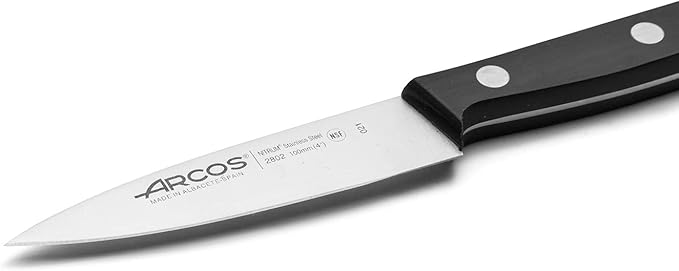 Arcos Paring Knife 4 Inch Stainless Steel. Professional Knife for Peeling Fruits and Vegetable. Ergonomic Polyoxymethylene Handle and 100 mm Blade. Series Universal. Color Black