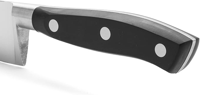 Arcos Forged Chef Knife 8 Inch Stainless Steel. Professional Cooking Knife for Cutting Fish, Meat and Onion. Ergonomic Polyoxymethylene Handle and 200mm Blade. Series Riviera. Color Black
