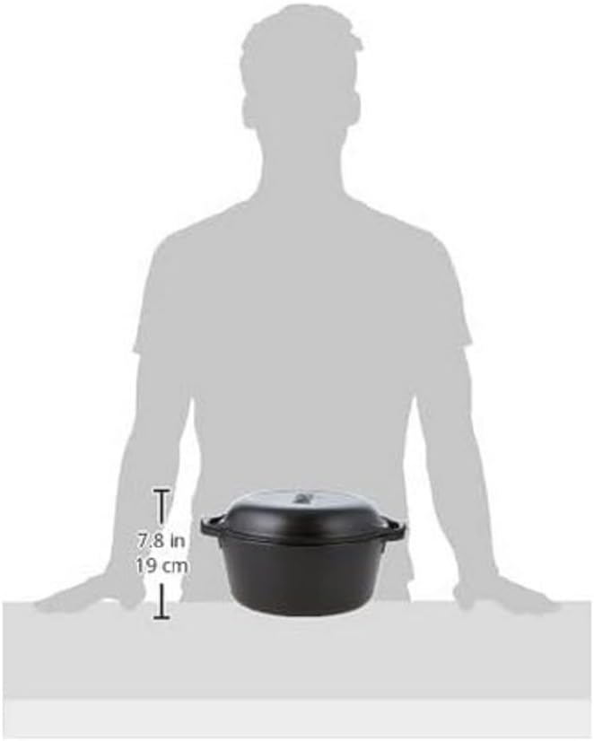 Lodge 5 Quart Cast Iron Double Dutch Oven – Pre-Seasoned – Lid Converts to 10.25" Skillet – PFAS-Free – Made in USA – Dual Handles – Oven, Grill, Campfire & Stovetop Safe – Durable & Non-Toxic