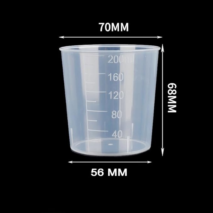 20 Pack 200ml/6.8oz Plastic Liquid Measuring Cups Transparent Mixing Cups Medicine Cups Lab Graduated Beakers Clear Measuring Jugs Set Medium Kitchen Baking Cooking Measure Tool Home