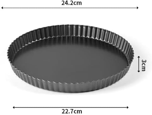 MLHpeak 2 Pack Tart Pan 9 Inch Tart Pan with Removable Bottom, 1.1 Inch Deep Baking Pan