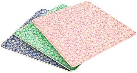GWPP 10.5" x 10.5" x 3/4" Melamine Plastic Shallow Floral Breakfast Serving Tray, Set of 3 Small Tray in 3 Colors for Restaurant or Picnic Camping (Shallow Floral Colorful Mixing)