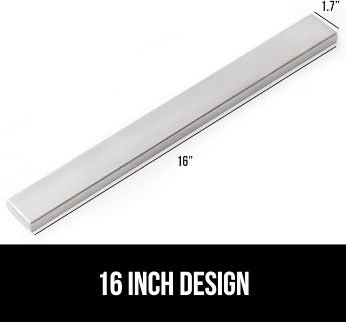 GORILLA GRIP Stainless Steel Magnetic Knife Holder for Wall, 16 in, Magnet Bar for Knives, Tools, Supplies, Heavy Duty Metal Strip Holds Up to 6 lb, Kitchen Organizer, Non-Adhesive, Drilling Required