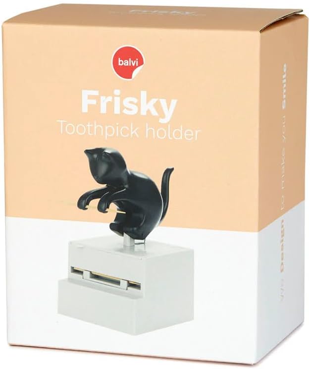 Balvi Frisky Toothpick Holder – Cute Cat-Shaped Dispenser for Kitchen and Dining Room – Fun and Functional Tabletop Accessory -Holds Standard Toothpicks – Porta Palillos