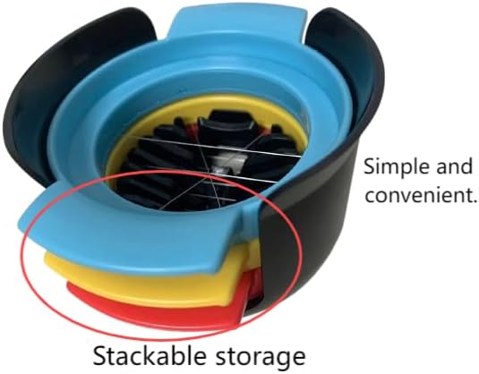 Generic 3-in-1 Multi-Functional Egg Slicer, Stainless Steel Blade & Body, Blue, Yellow, Red, Perfect for Eggs & Fruits