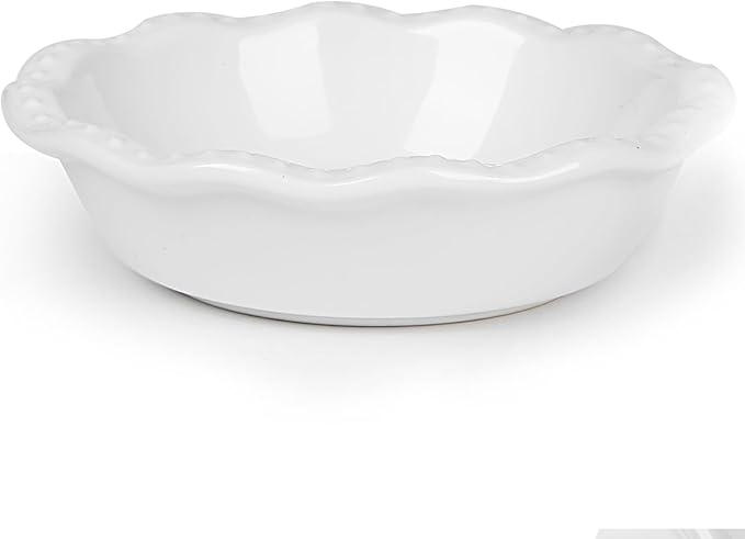 GDCZ Mini Pie Pan Set of 4, Ceramic Individual Stackable Pie Tins，Non-Stick Baking Bread Pan, Microwave and Dishwasher Safe, 5.8 Inch 8OZ, White