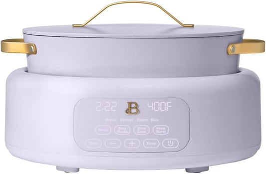 Beautiful 10-in-1 Electric Multi-Cooker, 6-Quart, Digital Display, Non-Stick Pot, One-Touch Control, 10 Cooking Functions (Lavender)