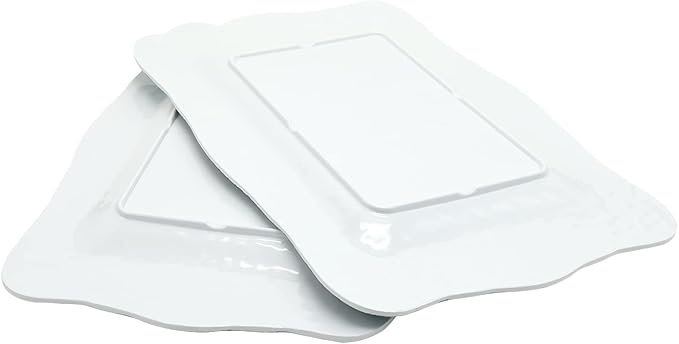 Gourmet Art Crackle Set of 2 Melamine Rectangular Serving Trays/Platters Aquamarine blue 17"