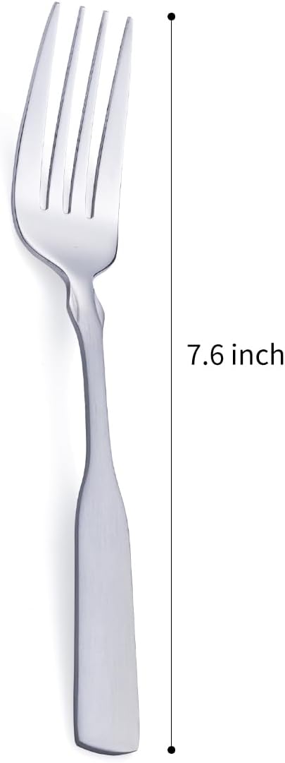 Dinner Fork, Stainless Steel 7.6” Heavy Duty Fork Silverware, Metal Fork Cutlery Set, 6-Piece