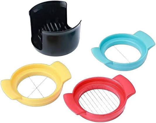 Generic 3-in-1 Multi-Functional Egg Slicer, Stainless Steel Blade & Body, Blue, Yellow, Red, Perfect for Eggs & Fruits
