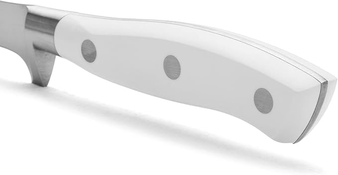 Arcos Boning Knife 5 Inch Nitrum Stainless Steel and 130 mm blade. Professional Butcher Knife to Slice Bones from Meat. Ergonomic Polypropylene Handle. Series Riviera Blanc. Color White