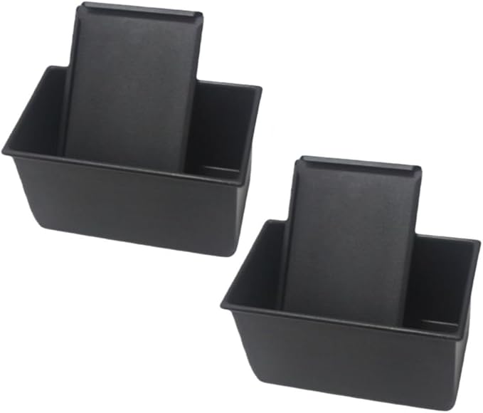 Toefficy Non-Stick Toast Mold with Lid, 2 Pack Black Aluminum Alloy Bakeware, 7.64x4.49x4.21in Bread Loaf Pan, 450g Capacity for Oven Baking