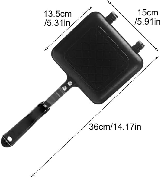GEZICHTA Grilled Sandwich Panini Maker Mini Waffle Maker Panini Hot Sandwich Maker Pan Nonstick Double Sided Frying Pan Home Kitchen Breakfast Machine