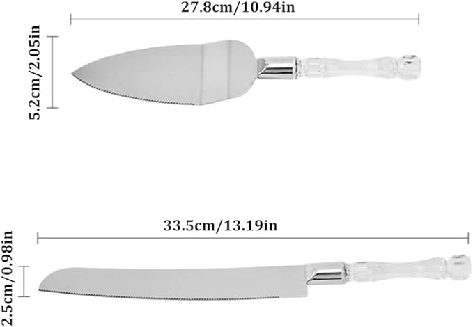 BEAHING Wedding Cake Knife Server Set, Mr and Mrs Crystal Handle Cutter for Anniversary Engagement