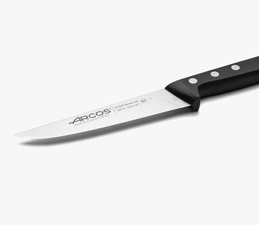 Arcos Kitchen Knife 6 Inch Nitrum Stainless Steel and 150 mm blade. Professional Utilty Knife. Ergonomic Polyoxymethylene POM Handle. Series Universal. Color Black