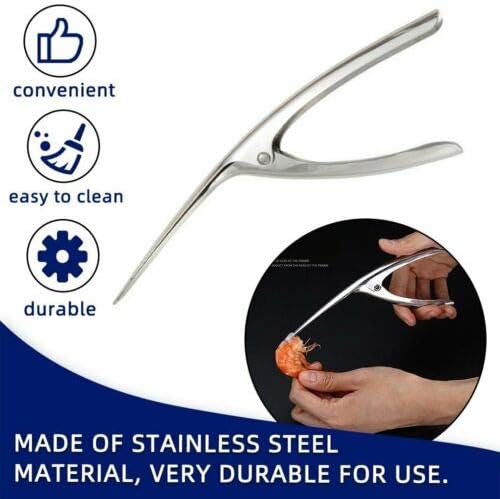 ELEDUCTMON Shrimp Deveiner Tool with Ergonomic Handle - 2-in-1 Prawn Cleaner & Seafood Peeler Knife for Kitchen, Restaurants, BBQ - Dishwasher Safe Shellfish Cleaning Tool