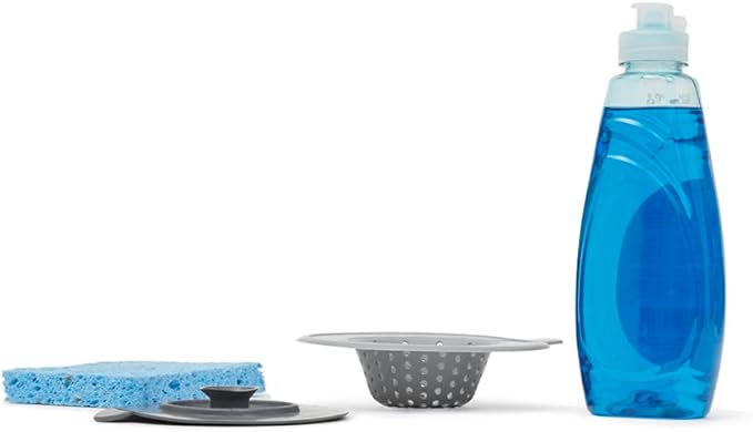 Flexible Grey Silicone Sink Strainer and Stopper for Kitchen Drains by Home Basics | Prevents Clogs and Keeps Sink Clean - Durable and Easy to Clean - Universal Fit