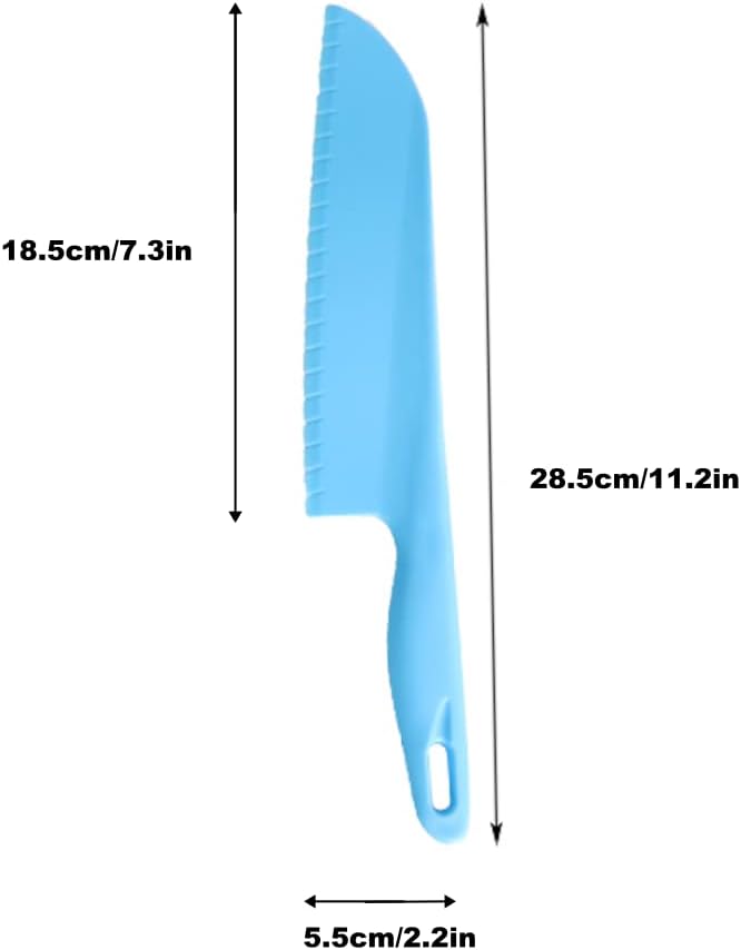 jawbush Professional Lettuce Knife to Prevent From Turning Brown, 11" Plastic Serrated Knives for Veggie, Fruit, Cake, Salad, Chef Knife for Cutting - Safe & Durable Nylon Knife Set, 3 Pack
