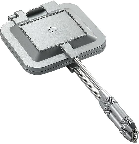 Campingmoon Campfire Sandwich Maker Camping BreadToaster Aluminum Hot Sandwich Stovetop Grill Pan Campfire Pie Cooking Equipment (Sliver)