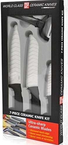 Miracle Blade IV World Class Professional Series White Ceramic 7-piece Kitchen Knife Set with Protective Blade Covers