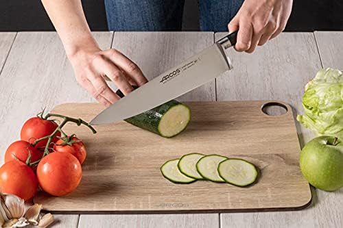 Arcos Forged Chef Knife 10 Inch Stainless Steel. Sharp Professional Cooking Knife for Cutting Meat. Ergonomic Polyoxymethylene Handle and 250mm Blade. Series Riviera. Color Black