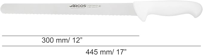 Arcos Pastry Knife/Cake Knife 12 Inch Nitrum Stainless Steel and 300 mm Blade.Ergonomic Polypropylene Handle. Allows easy dividing, cutting and serving of cake bases. Series 2900. Color White
