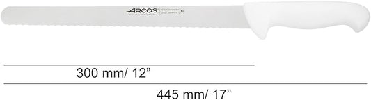 Arcos Pastry Knife/Cake Knife 12 Inch Nitrum Stainless Steel and 300 mm Blade.Ergonomic Polypropylene Handle. Allows easy dividing, cutting and serving of cake bases. Series 2900. Color White