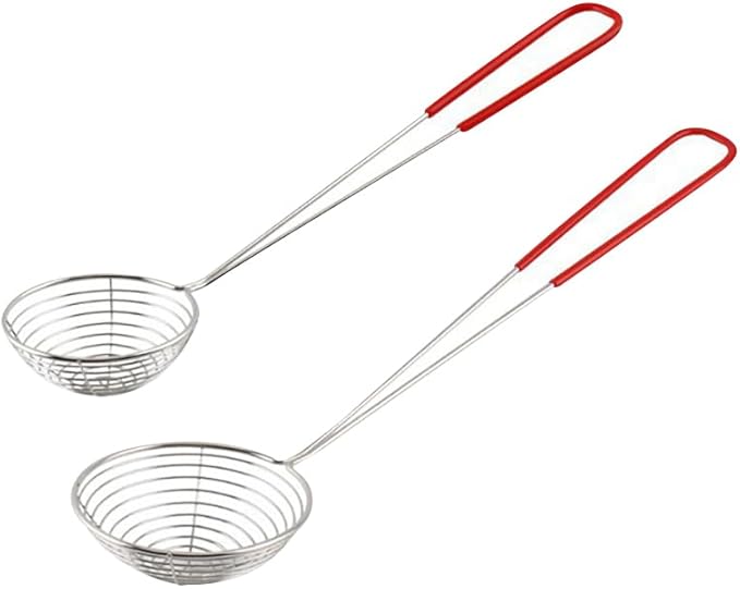 2 Pcs Stainless Steel Strainer Spoons Ladle Hot Pot Strainer Scoops Wire Strainers for Cooking Skimmers Small Frying Spoon Strainer Kitchen Oil Filter Spoons