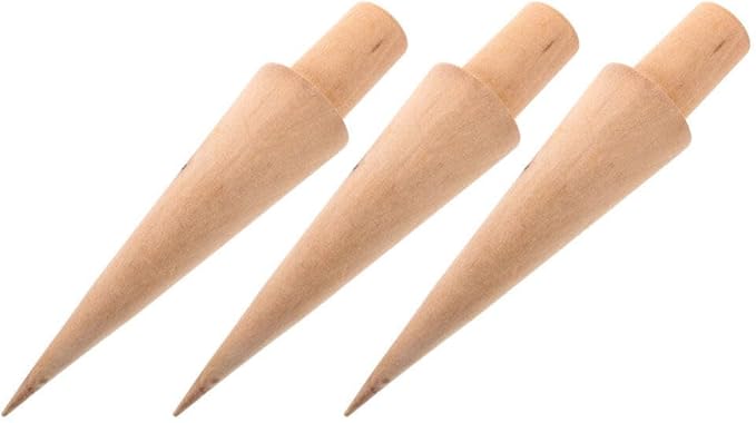 3-Piece Ice Cream Cone Mold Set, Multi-Function Reusable Wooden Cream Horn Waffle Pizzelle Roller Egg Roll Molds, Wooden Krumkake Iron and Cone Roller for Kitchen Cooking and Baking