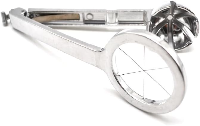 1 Pack Aluminum Cast Wedge Egg Slicer with 18/10 (304) Stainless Steel Wire, Divide Hard Boiled Egg into 6 Equal Segment, Patent Lock Switch Keep Utensil Folded for Sanitary Storage