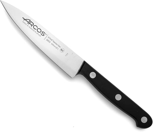Arcos Chef Knife 5 Inch Stainless Steel. Cooking Knife to Cut and Peel Small Food. Ergonomic Polyoxymethylene Handle and 120mm Blade. Series Universal. Color Black