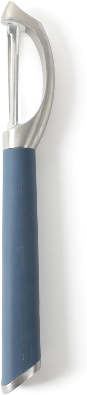 Calphalon Edge Stainless Steel Straight Vegetable Peeler w/Thermoplastic Rubber Handle - Navy Blue