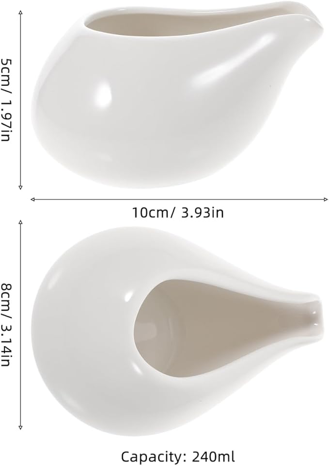 Hemoton Ceramic Gravy Boat 8Oz White Sauce Server with Boat Shape Design for Serving Gravy Sauces Creams and Seasonings at Home and Restaurant