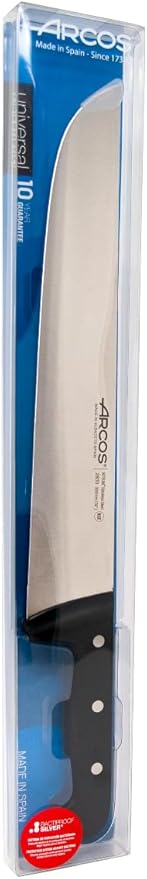 Arcos Butcher Knife 12 Inch Nitrum Stainless Steel and 300 mm blade. 394 gr. Professional Cleaver Knife. Ergonomic Polyoxymethylene POM Handle. Series Universal. Color Black