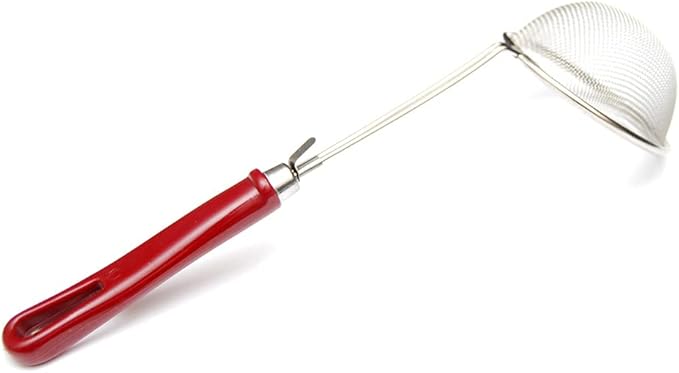 3 inch Diameter Stainless Steel Mini Mesh Strainer with Non Slip Handle and Hook