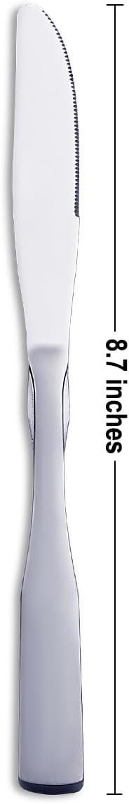 Dinner Knives, Stainless Steel 8.7" Heavy Duty Table Knife Silverware, Metal Cutlery Set, 6-Piece