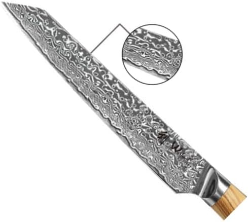 Wakoli Oribu Damascus Meat Knife – 8-Inch Full Tang Kitchen Knife | 67-Layer Professional Damascus Steel with AUS-10 Core | Olive Wood Handle for Enhanced Grip | Sharp & Long Lasting